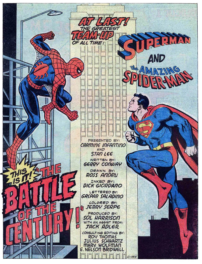 Superman vs. The Amazing Spider-Man (DC Comics & Marvel Comics - January  1976) Writer: Gerry Conway Illustrators: Ross An…