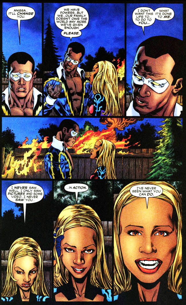 [Winick, Judd (w), Raney, Tom (p), & Hanna, Scott (i).] "Devil's Work." Outsiders Vol. 3 #10 (May 2004), p.20, DC Comics Inc.