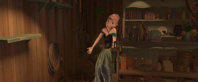  IT’S A MOUSE! – Disney’s famous icon makes the quickest of cameos in “Frozen.” A small Mickey Mouse plush sits on one of the lower shelves in Wandering Oaken's Trading Post and Sauna.