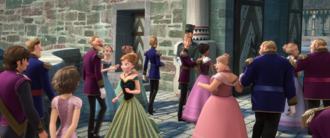 WELCOME TO ARENDELLE – Elsa’s coronation draws guests from far-away lands—and movies. From “Tangled,” Eugene Fitzherbert aka Flynn Rider and Rapunzel even made the guest list.