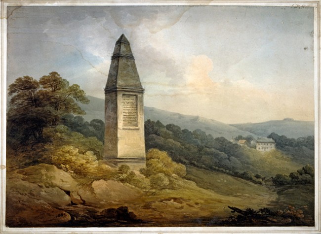 Monument at Wold Newton, Yorkshire, marking the landing site of a meteorite that fell on December 13, 1795