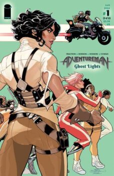 Claire’s investigation lands her in Johnny Caspar’s lair! Can Adventureman and the Crossdraw Kid handle the Ghost Gang on their own? Find out in Adventureman: Ghost Lights #1 from Image Comics!