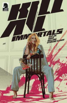 As part of a very wealthy family, Frey has all the typical experiences.  Fashion shows, flying to Africa, and substantial amounts of bloodshed.  Your Major Spoilers review of Kill All Immortals #1, awaits!