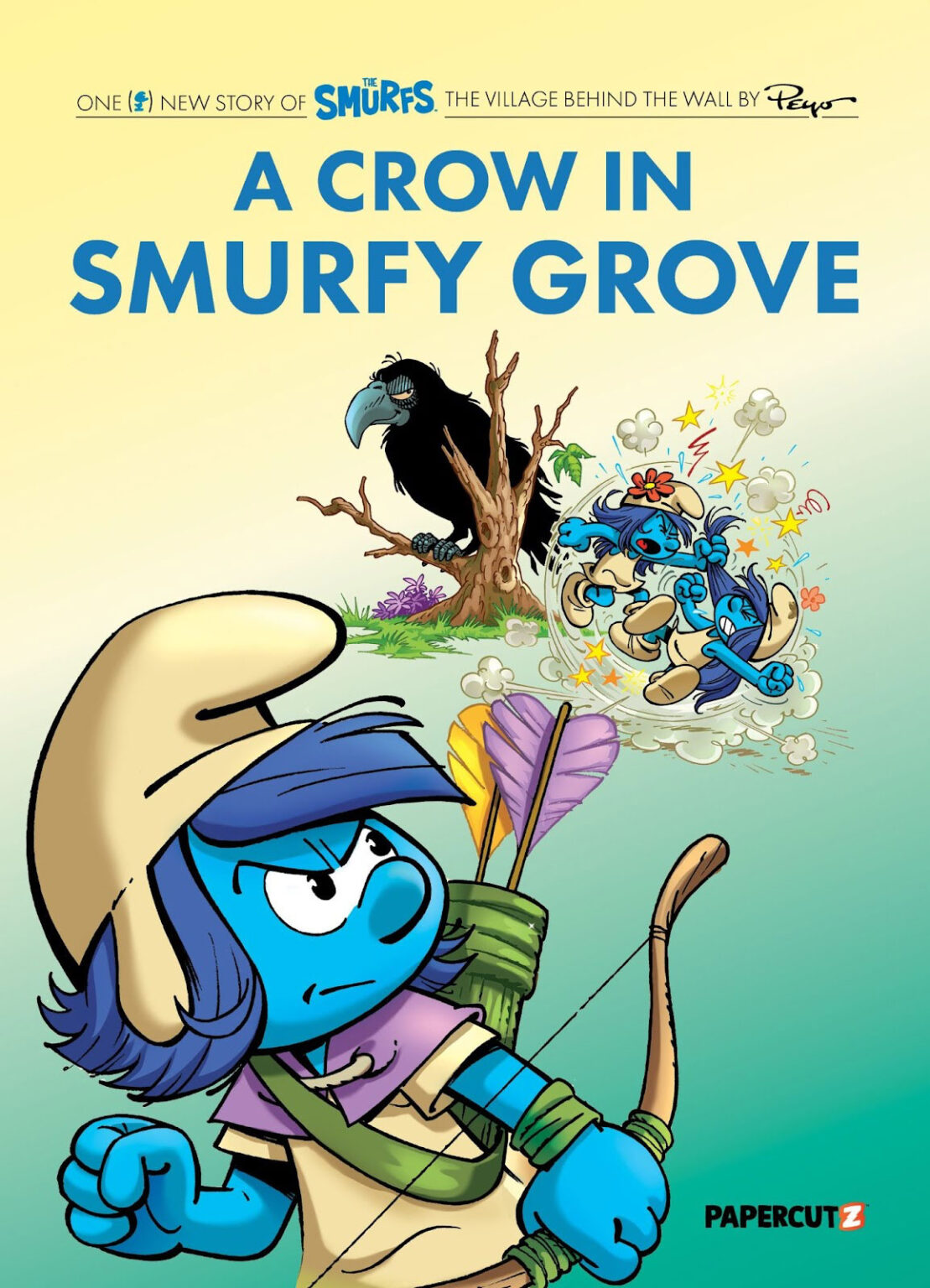a crow in smurfy village